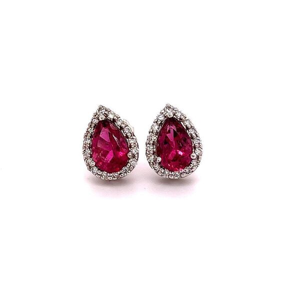 Natural Pink Tourmaline Diamond Earrings 14k WG 2.02 TCW Certified $3,950 211890 - Picture 1 of 16